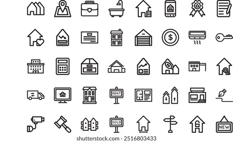 Real estate outlined icons High-Quality Vector Icons Collection with Editable Stroke. Ideal for Professional and Creative Projects.