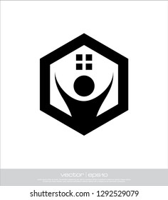 real estate and people vector logo