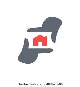 Real Estate Photography logo template, Photographer hand represent camera