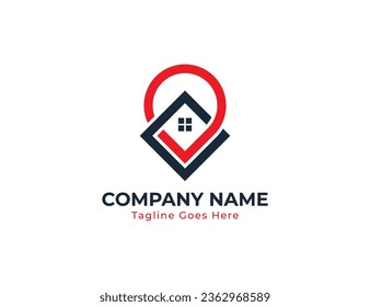 Real Estate Pin Home Logo Concept icon sign symbol Element Design. Realty, Realtor, Mortgage, House Logotype. Vector illustration template