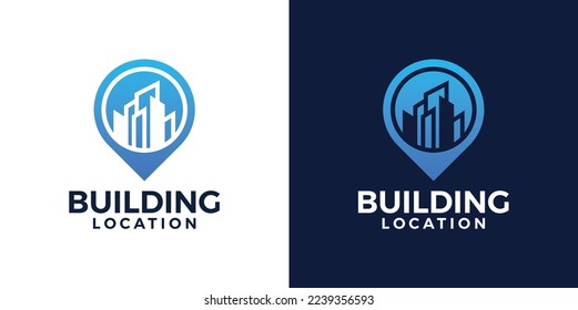 real estate and pin map location luxury logo design combinations