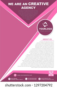 Real estate pink flyer template. Vector illustration.