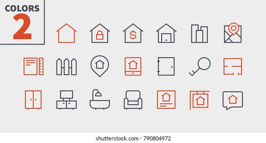 Real Estate Pixel Perfect Well-crafted Vector Thin Line Icons 48x48 Ready for 24x24 Grid for Web Graphics and Apps with Editable Stroke. Simple Minimal Pictogram Part 1-1