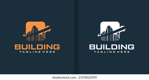concepto de logotipo creativo del planeta inmobiliario. inspiración del logotipo del planeta con los edificios