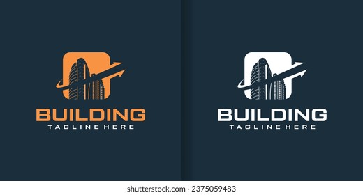 real estate planet creative logo concepts collection. planet logo inspiration with buildings