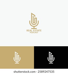 Real estate podcast logo design template