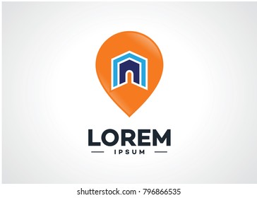 Real Estate Point Logo Template Design Vector, Emblem, Design Concept, Creative Symbol, Icon