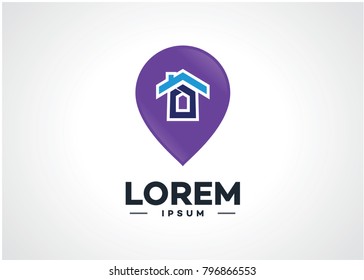 Real Estate Point Logo Template Design Vector, Emblem, Design Concept, Creative Symbol, Icon