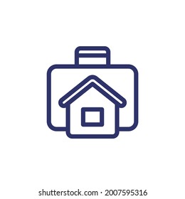 real estate portfolio line icon, house and briefcase