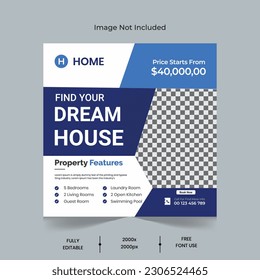 Real Estate post design, Real estate house social media post or square banner template, Modern  post template, Real Estate Social Media Post Template, Perfect home for sale
