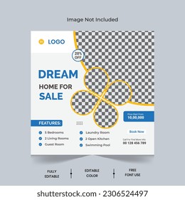 Real Estate post design, Real estate house social media post or square banner template, Modern  post template, Real Estate Social Media Post Template, Perfect home for sale