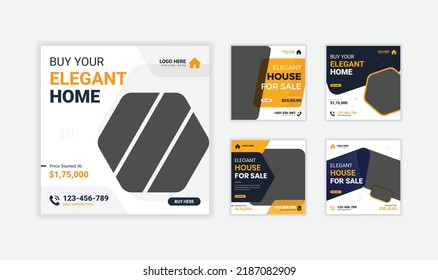 Real estate post design or social media promotion post vector template