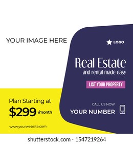 Real Estate Post With Rounded Rectangle Shape Social Media Template To Promote Your Brand And Advertise On Different Social Media Channels. Show Sale, Offers And Discount With These Creative Designs