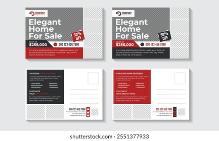Design de cartão-postal imobiliário com ilustração de vetor de layout moderno