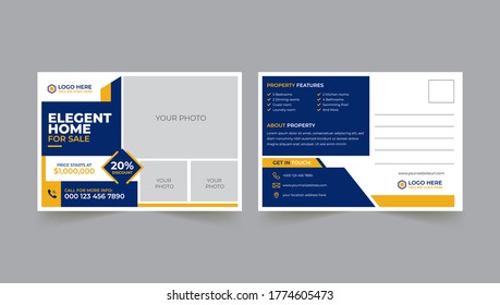 real estate postcard design template Vector,clean & modern real estate postcard,Professional Real Estate Postcard,print ready