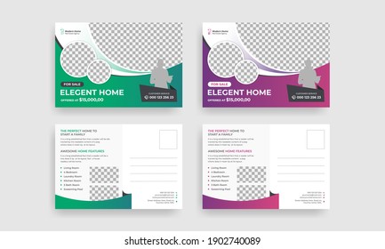 Real estate postcard design vector template 