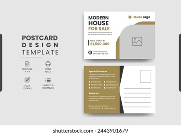 Real Estate Postcard Design Vector Template With Creative Modern Layout