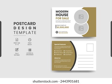 Real Estate Postcard Design Vector Template With Creative Modern Layout