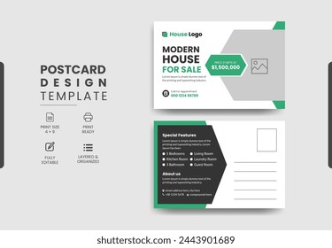 Plantilla De Vector De Diseño De Postal Inmobiliaria Con Diseño Moderno Creativo