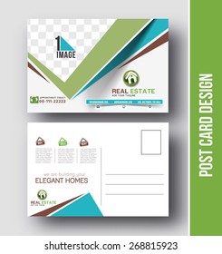 Real estate Postcard Design vector template for Opening invitation.