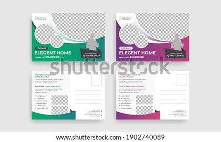 Real estate postcard design vector template 