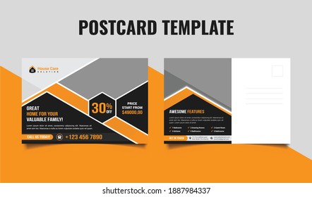Real estate postcard template design. Creative real estate postcard for real estate business. 
