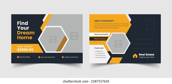 Real estate postcard template design, Home buy and sale postcard, print ready, real estate brochure design