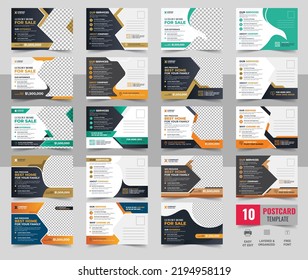 Real Estate Postcard Vector Template , Modern and Elegant Postcard Template For Home Sale. Corporate postcard design template. amazing and modern postcard design