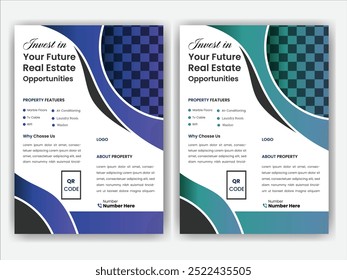 Diseño de carteles y folletos inmobiliarios con gradiente