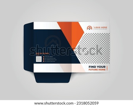 Real Estate Presentation folder design for files, Business Presentation Folder Template For Real Estate folder design with abstract branding graphics vector set.