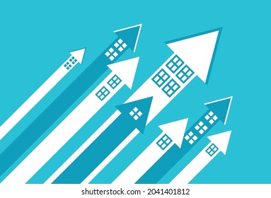 Real estate prices have grown exponentially, Vector illustration design concept in flat style