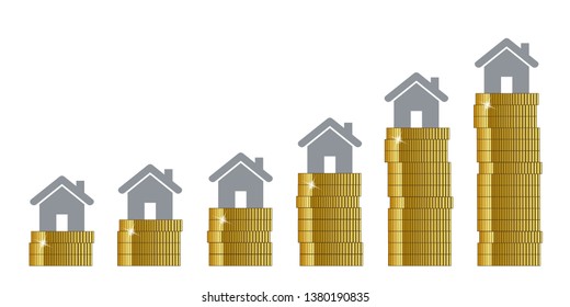 aumento de los precios de los bienes inmuebles en altísima altitud precios de los bienes inmuebles ilustración vectorial EPS10