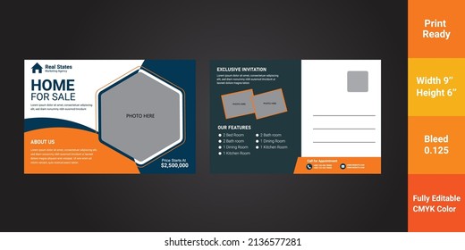 Diseño de postales para empresas profesionales inmobiliarias, plantilla EDDM de correo directo, diseño de tarjetas de eventos.