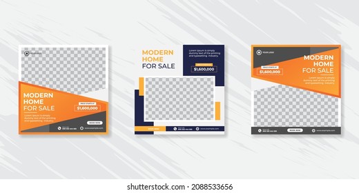 Real estate promotional square web banner