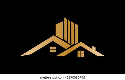 Real Estate property business, house logo abstract monogram vector template