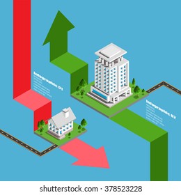 Real Estate And Property Business Isometric Building Diagram Vector Design Template