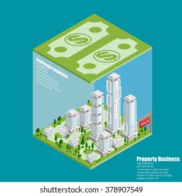 Real Estate And Property Business Isometric Building Diagram Vector Design