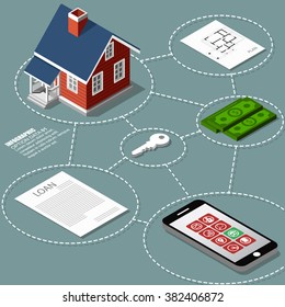 Real Estate And Property Business Isometric Building Diagram Vector Design