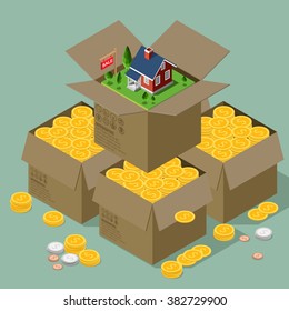 Real Estate And Property Business Isometric Building Diagram Vector Design