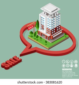 Real Estate And Property Business Isometric Building Diagram Vector Design