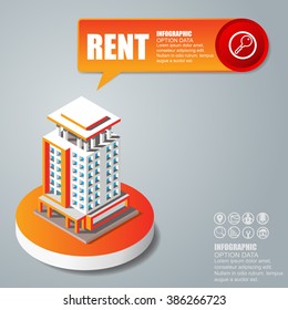 Real Estate And Property Business Isometric Building. Abstract ribbons infographics design template. Vector illustration.