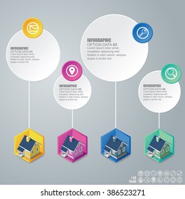 Real Estate And Property Business Isometric Building. Abstract infographics design template. Vector illustration.