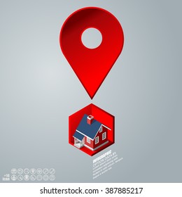 Real Estate And Property Business Isometric Building. Abstract  
infographics on the grey background, Vector illustration can be 
used for workflow layout, diagram, number options, web design.
