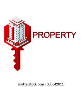 Real Estate And Property Business Isometric Building. Abstract  
infographics on the White background, Vector illustration can be 
used for workflow layout, diagram, number options, web design.