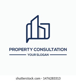 Real Estate , Property and Construction combine with balloon chat. Logo design for business corporate sign . Vector Logo .