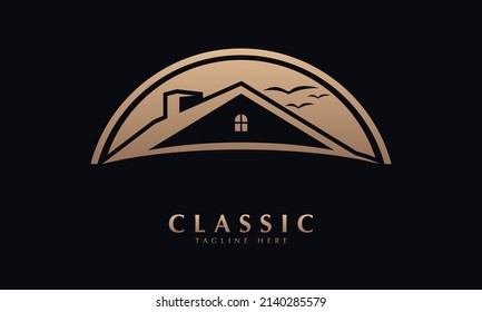 Real Estate or Property and Construction Logo Design abstract monogram vector logo template