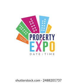 Immobilien Expo Logo Label Unit Vektorgrafik Design Vorlagen. Haus, Haus, Wohnungen, Wohnungen, Villen, Grundstücke