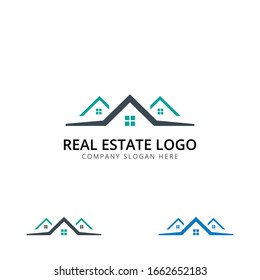 Real Estate Property House Company Logo,  Builder logo, Roof Construction logo design template vector illustration