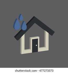 real estate and property: house sanitation with water drop icon in flat style