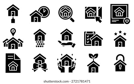 Symbol für Immobilien und Immobilien. Solid-Style